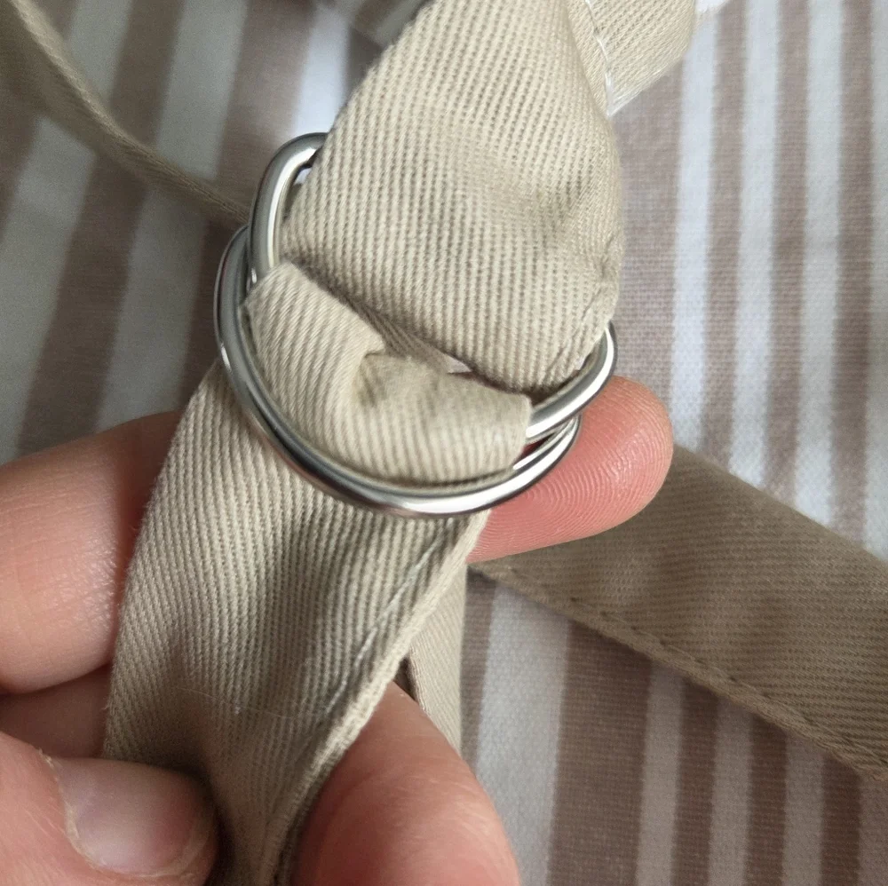 Sur La Table Striped Beige & White Apron with Front Pockets